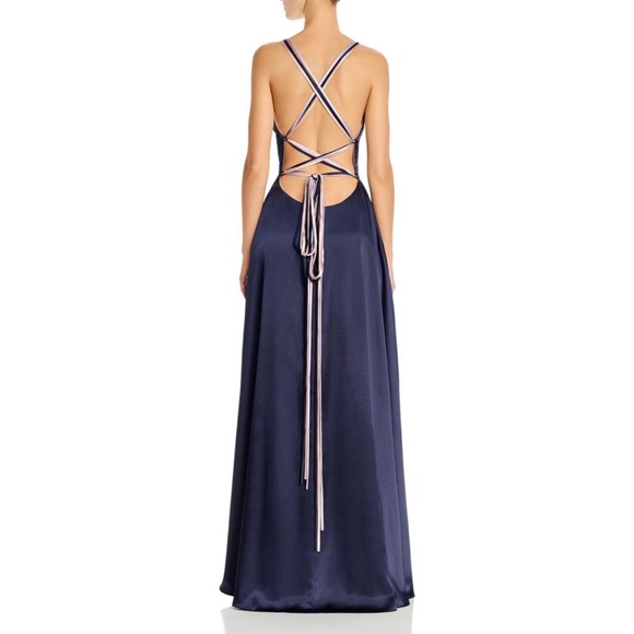 NWT Aqua Lace-up Gown (navy/blush) - Picture 2 of 9
